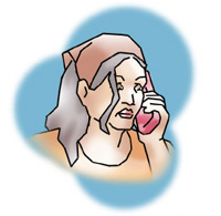 Image of Sonia on the phone.